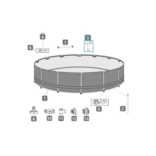 Connecteur T pour piscinesPower Steel Bestway 488 x 122 / 549 x 122 cm, ronde
