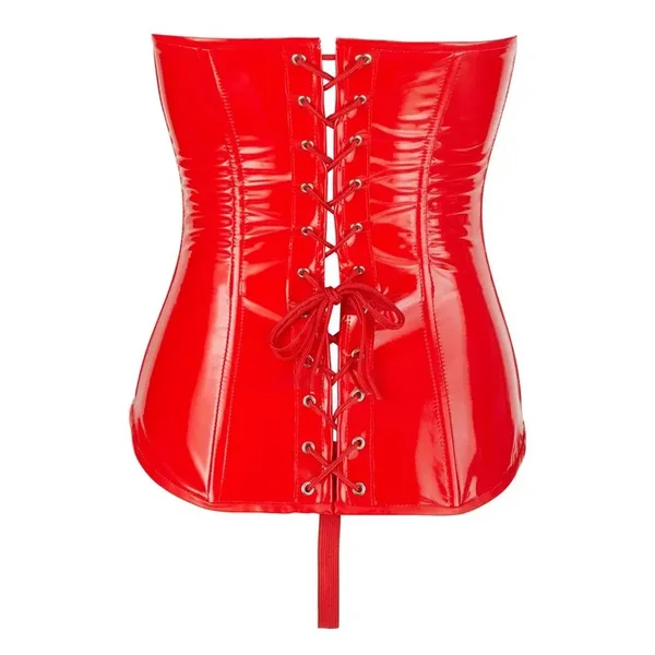 Corset vinyle ouvert rouge (M)