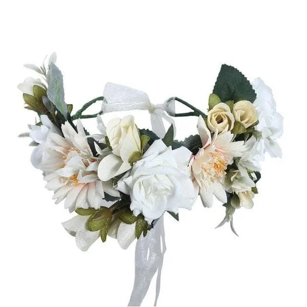 Couronne de Fleurs Blanche Cheveux