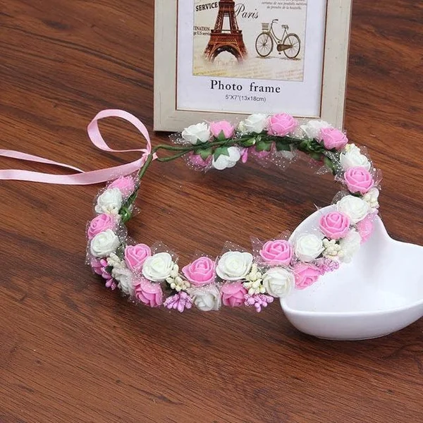Couronne de Fleurs Bébé Rose