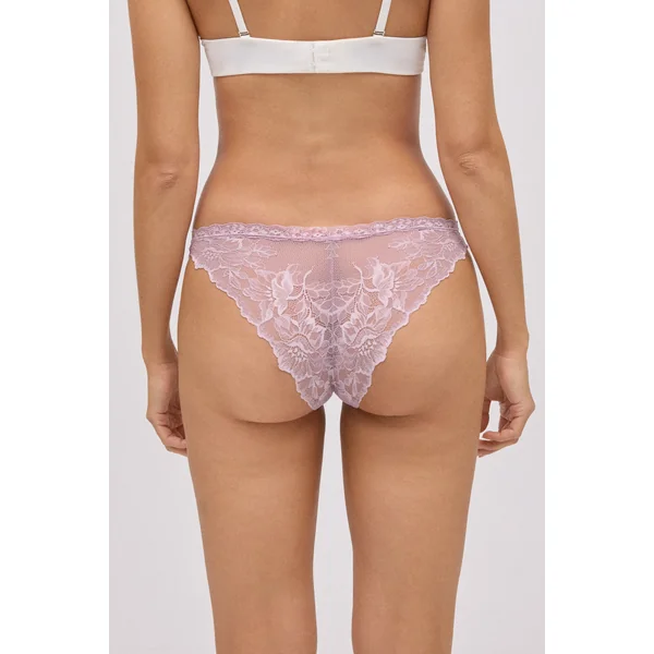 Culotte brésilienne extensible avec dentelle lilas