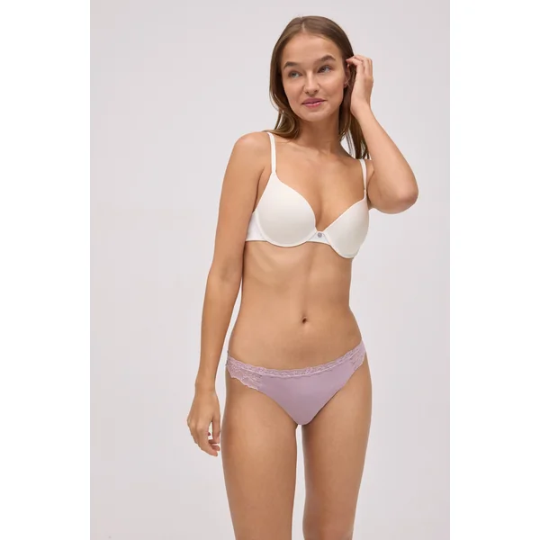 Culotte brésilienne extensible avec dentelle lilas