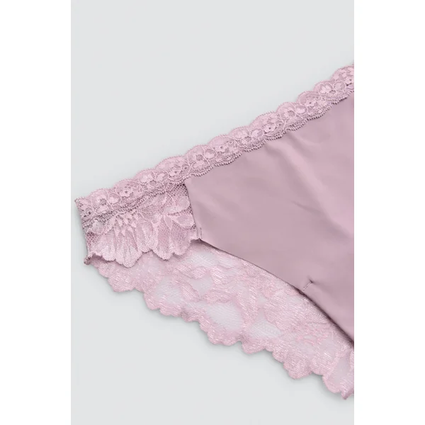 Culotte brésilienne extensible avec dentelle lilas