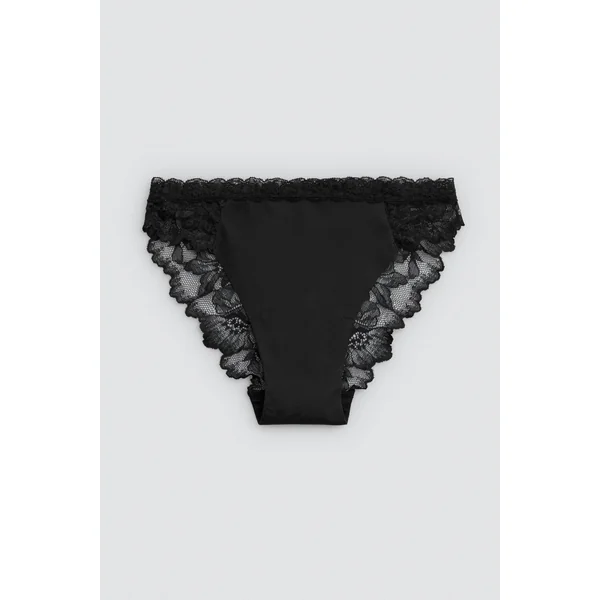 Culotte brésilienne élastique avec dentelle noire