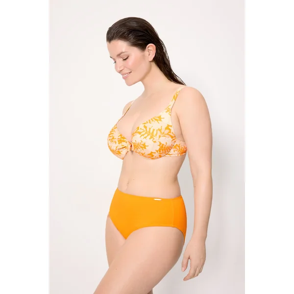 Culotte de bikini amincissante taille haute en micropiqué jaune