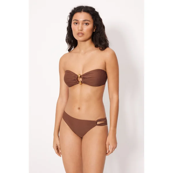 Culotte de bikini unie avec détails marron