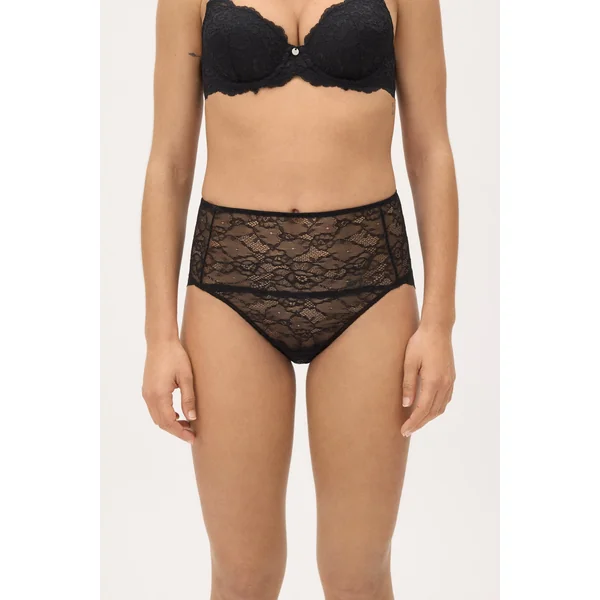 Culotte en dentelle noire taille haute