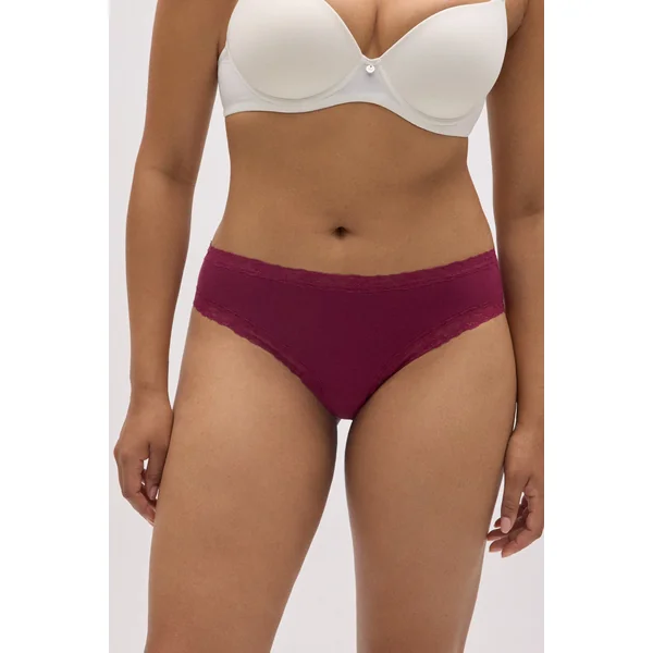 Culotte midi avec détails en dentelle marron