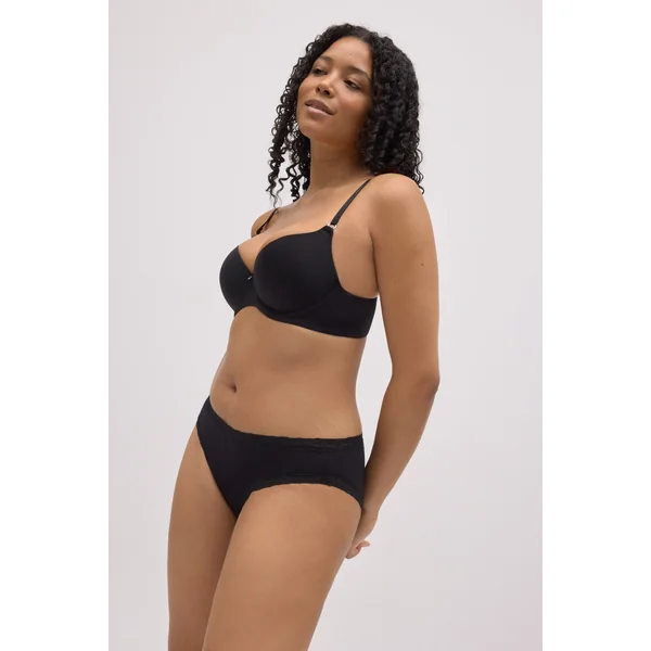 Culotte midi avec détails en dentelle noire
