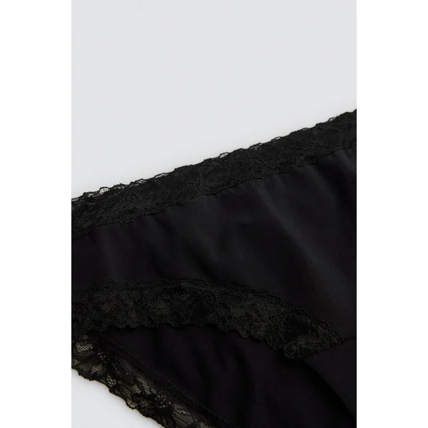 Culotte midi avec détails en dentelle noire