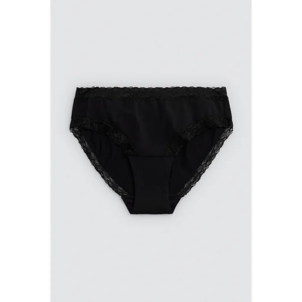 Culotte midi avec détails en dentelle noire