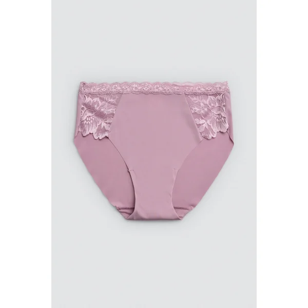 Culotte midi élastique avec dentelle lilas