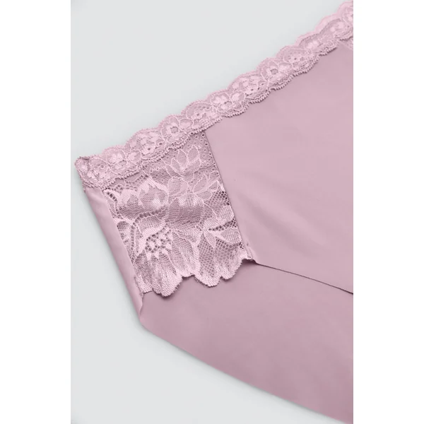 Culotte midi élastique avec dentelle lilas