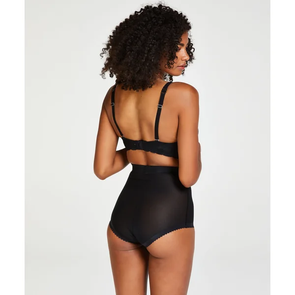 Culotte taille haute avec gaine sculptante en dentelle scuba - Level 3 - Noir