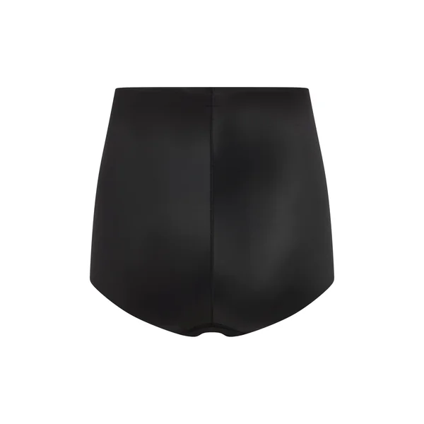 Culotte taille haute avec gaine sculptante en dentelle scuba - Noir