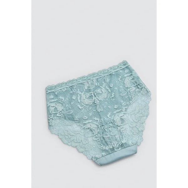 Culotte taille haute en coton avec dentelle verte