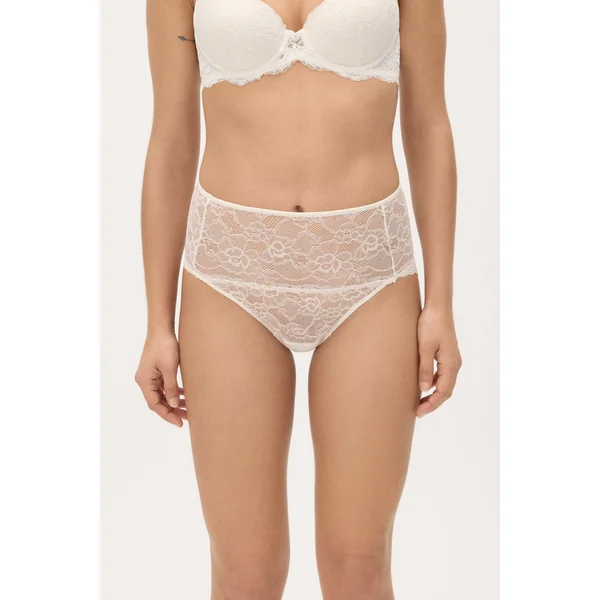Culotte taille haute en dentelle ivoire