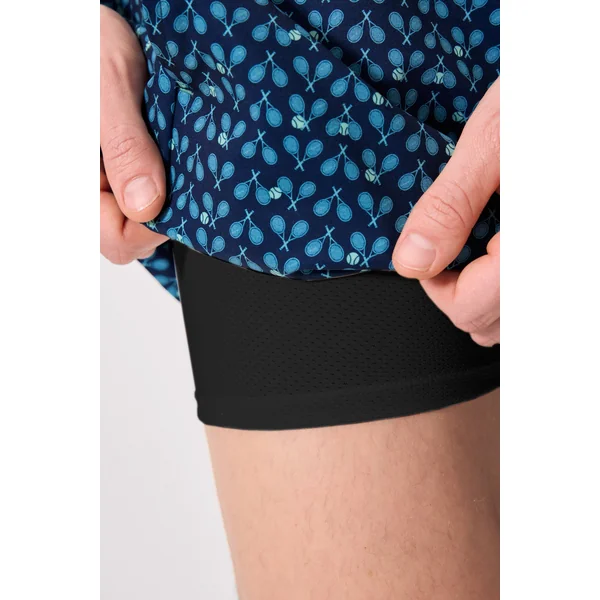 Demi-maillot de bain avec doublure en maille anti-frottement et imprimé raquette de tennis