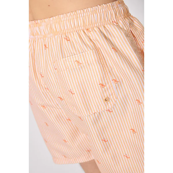 demi-maillot de bain à rayures orange et imprimé mini homard