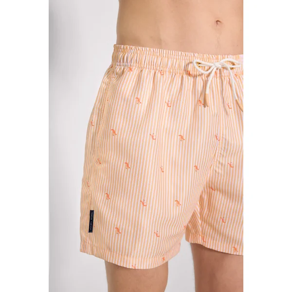 demi-maillot de bain à rayures orange et imprimé mini homard