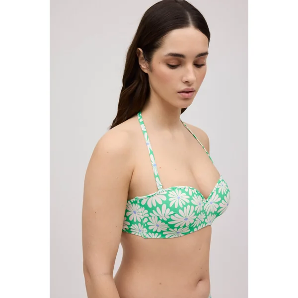 Ensemble bikini bandeau avec culotte midi imprimé marguerite