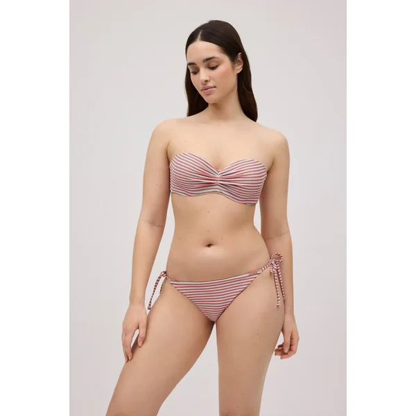 Ensemble bikini bandeau push-up avec culotte nouée rayée
