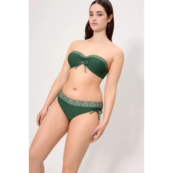 Ensemble bikini bandeau sculptant à motif de feuille verte, bonnet C