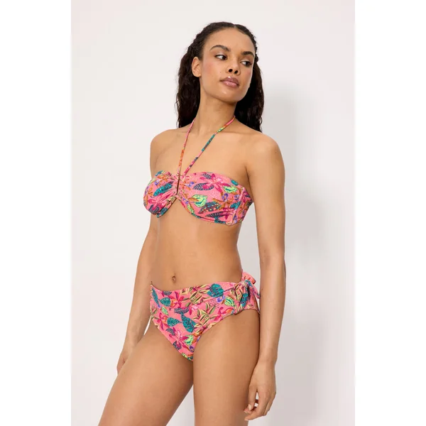 Ensemble bikini composé d'un haut minimisant et d'une culotte multi-positions en piqué imprimé tropical, bonnet C