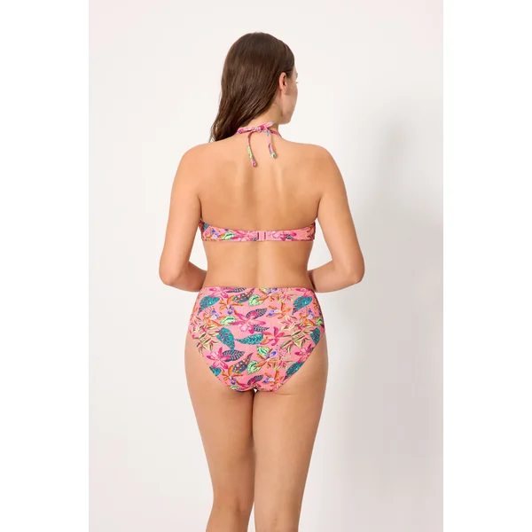Ensemble bikini minimiseur avec culotte taille haute en piqué imprimé tropical, bonnet D