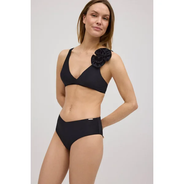 Ensemble bikini triangle avec culotte midi noire à taille en V