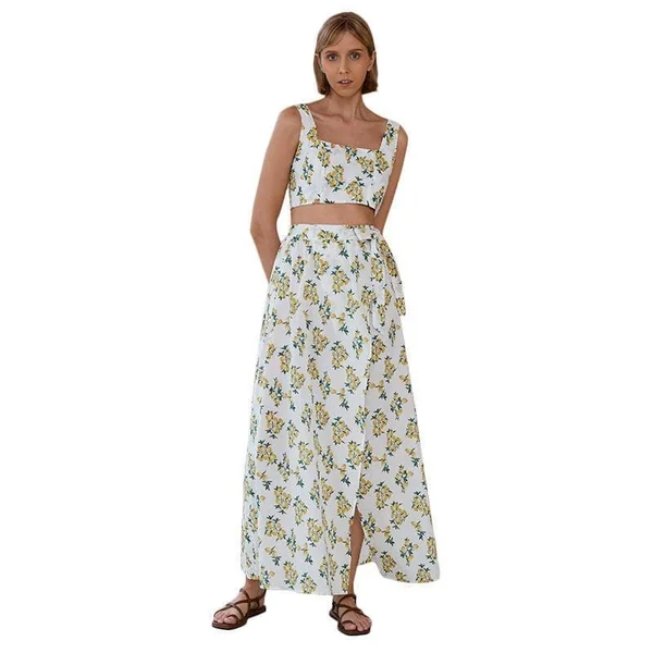 Ensemble Bohème Blanc Imprimé Citron