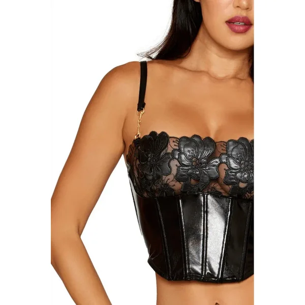 Ensemble bustier simili-cuir