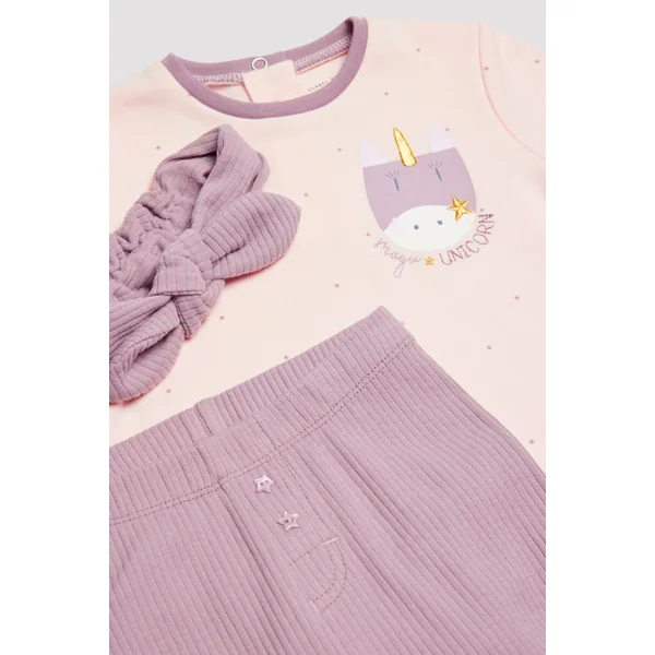 Ensemble bébé 3 pièces avec dessin licorne