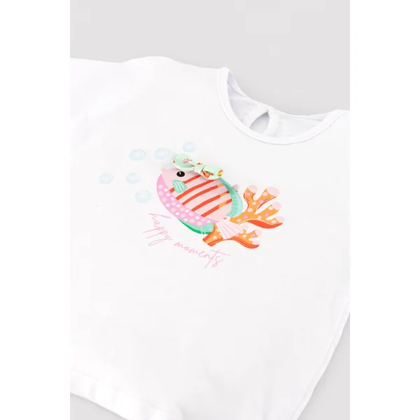 Ensemble bébé avec t-shirt et bloomer à imprimé animaux marins