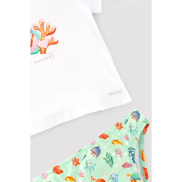 Ensemble bébé avec t-shirt et bloomer à imprimé animaux marins