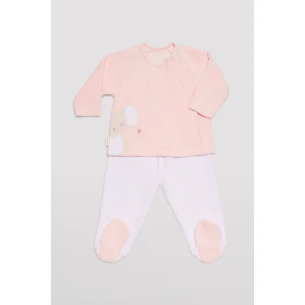 Ensemble bébé manches longues souris rose