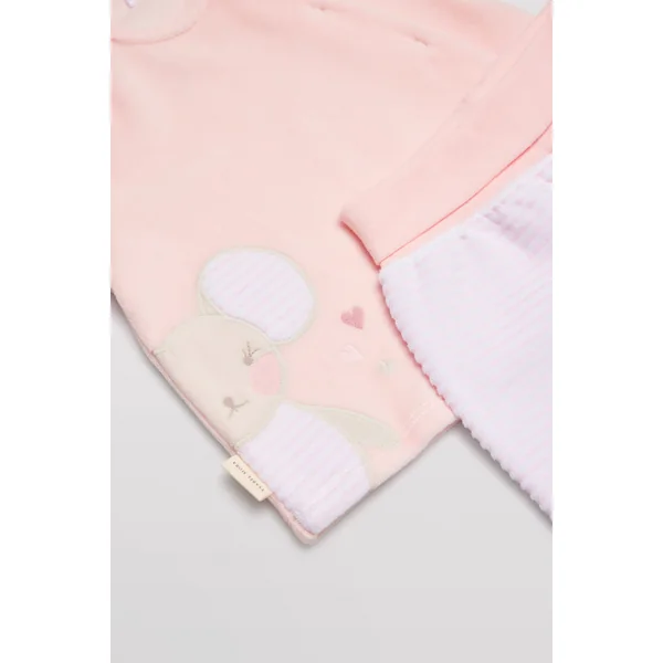 Ensemble bébé manches longues souris rose
