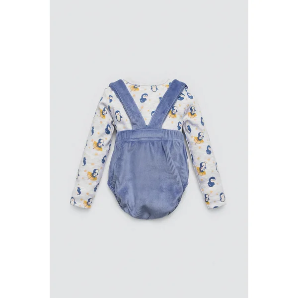 Ensemble bébé Penguin Toy salopette courte et t-shirt à manches longues