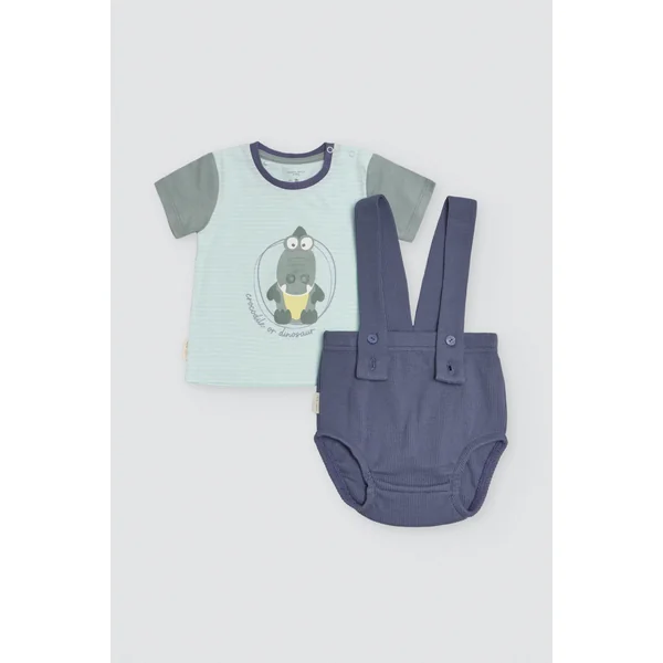Ensemble bébé t-shirt manches courtes et crop top en coton à bretelles Crocodino