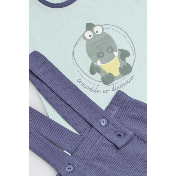 Ensemble bébé t-shirt manches courtes et crop top en coton à bretelles Crocodino