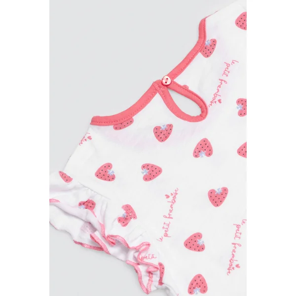 Ensemble bébé t-shirt manches courtes et salopette Framboise
