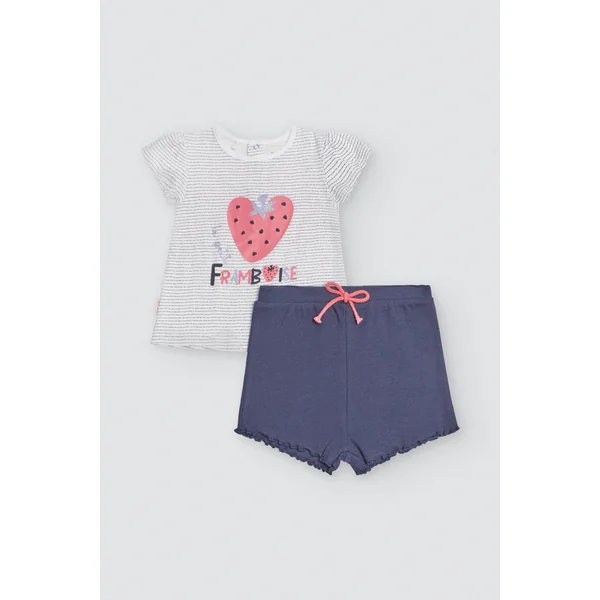 Ensemble bébé t-shirt manches courtes et short Framboise
