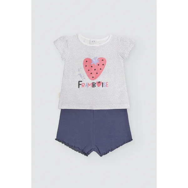 Ensemble bébé t-shirt manches courtes et short Framboise