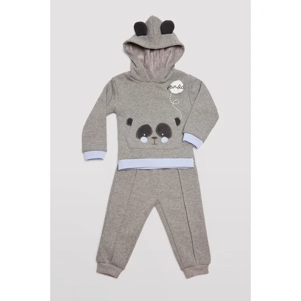 Ensemble bébé à capuche panda manches longues