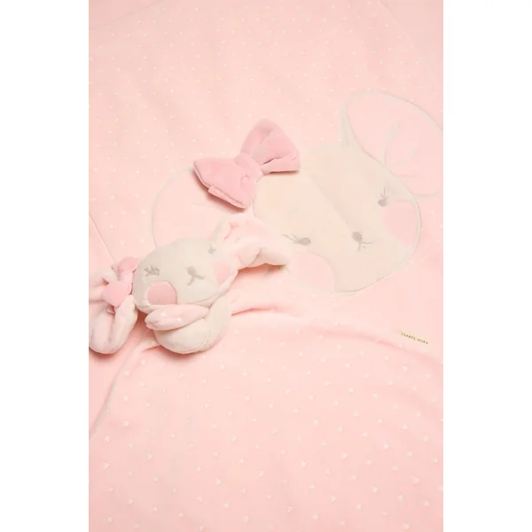 Ensemble couverture et doudou bébé souris rose