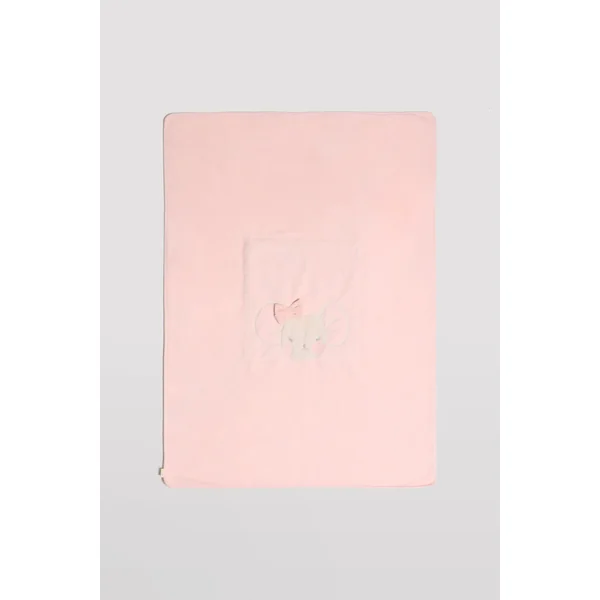 Ensemble couverture et doudou bébé souris rose
