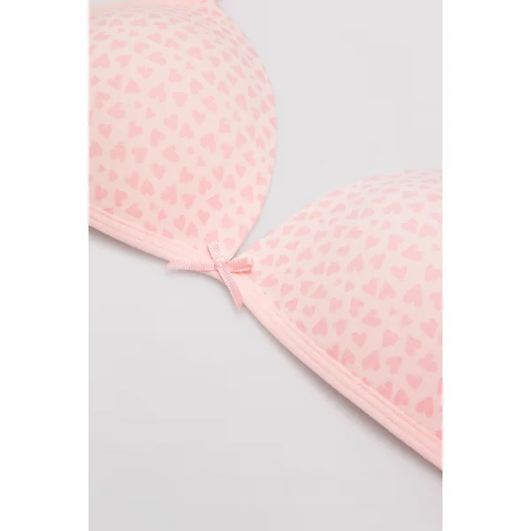 Ensemble soutien-gorge et culotte en coton à imprimé cœur