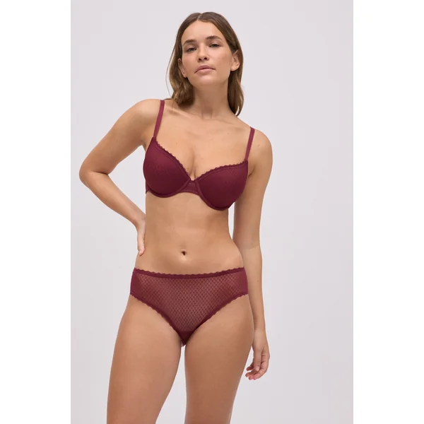 Ensemble soutien-gorge rembourré à armatures, bonnet B, et culotte midi marron
