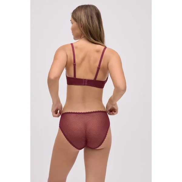 Ensemble soutien-gorge rembourré à armatures, bonnet B, et culotte midi marron