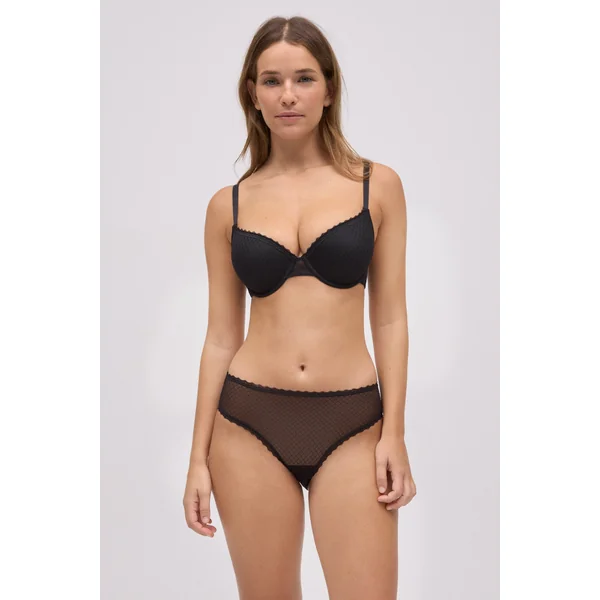 Ensemble soutien-gorge rembourré à armatures, bonnet B, et culotte midi noire